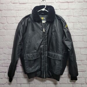Law Pro Quartermaster Police Bomber Jacket Mens M Fur‎ Collar Arm Patch Logo